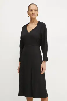 BOSS rochie culoarea negru, midi, evazati, 50533966 imagine