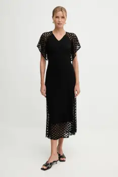 BOSS rochie culoarea negru, midi, evazati, 50548523 imagine