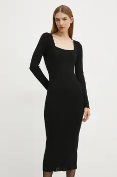 BOSS rochie culoarea negru, midi, mulata, 50530714 imagine