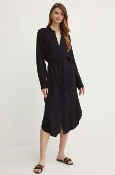 BOSS rochie culoarea negru, midi, oversize imagine