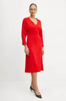 BOSS rochie culoarea rosu, midi, evazati, 50533966 imagine