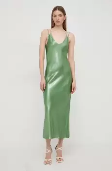 BOSS rochie culoarea verde, maxi, drept imagine