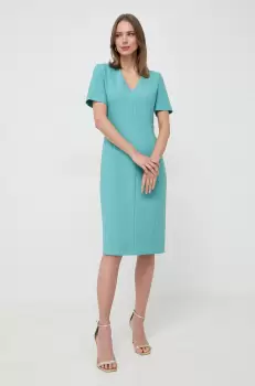 BOSS rochie culoarea verde, mini, mulata imagine