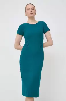 BOSS rochie culoarea verde, mini, mulata imagine