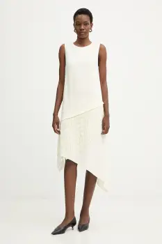 BOSS rochie Dadiva culoarea bej, midi, evazati, 50555052 imagine