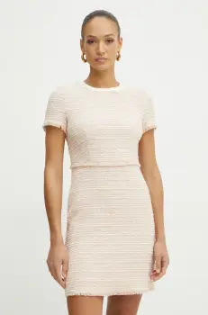 BOSS rochie din amestec de lana culoarea bej, mini, evazati, 50537438 imagine