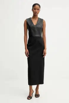 BOSS rochie din amestec de lana culoarea negru, maxi, drept, 50543504 imagine