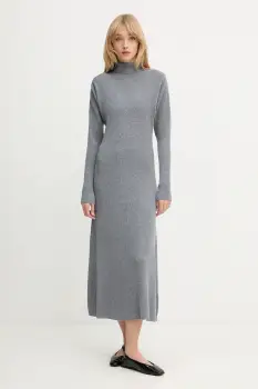 BOSS rochie din lana culoarea gri, maxi, evazati, 50548520 imagine