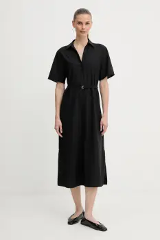 BOSS rochie din lana culoarea negru, midi, drept, 50546632 imagine