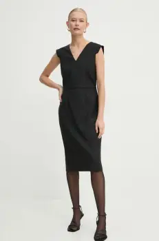 BOSS rochie din lana culoarea negru, mini, mulata, 50535279 imagine