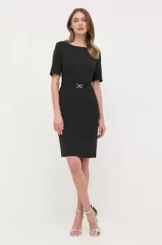 BOSS rochie din lana culoarea negru, mini, mulata imagine