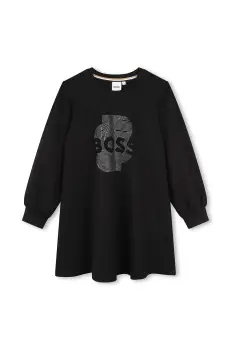 BOSS rochie fete culoarea negru, mini, evazati, J51108 imagine