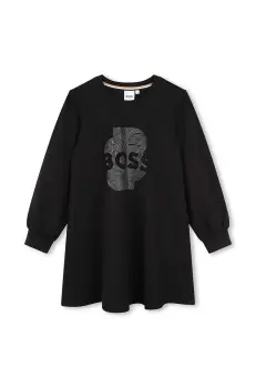 BOSS rochie fete culoarea negru, mini, oversize, J51108 imagine