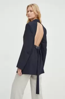 BOSS sacou culoarea albastru marin, un singur rand de nasturi, neted imagine