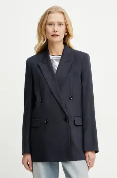 BOSS sacou de in culoarea albastru marin, cu doua randuri de nasturi, neted, 50537956 imagine