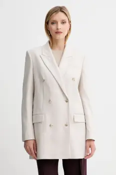 BOSS sacou din lana culoarea bej, cu doua randuri de nasturi, uni, 50548736 imagine