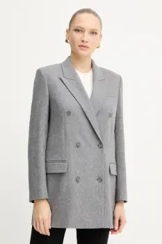 BOSS sacou din lana culoarea gri, cu doua randuri de nasturi, uni, 50548736 imagine