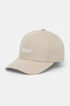 BOSS sapca de baseball din bumbac culoarea bej, cu imprimeu, 50495121 imagine
