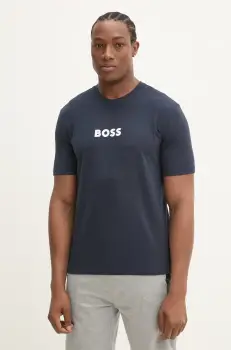 BOSS tricou barbati, culoarea albastru marin, cu imprimeu, 50540593 imagine