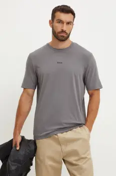 BOSS tricou BOSS ORANGE barbati, culoarea gri, neted, 50473278 imagine