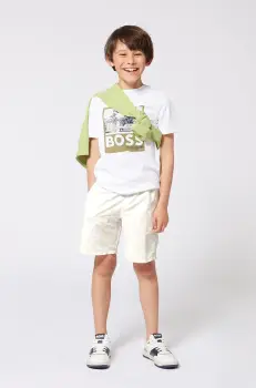 BOSS tricou de bumbac pentru copii culoarea alb, cu imprimeu, J52032 imagine