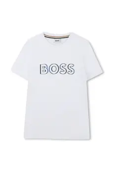 BOSS tricou de bumbac pentru copii culoarea alb, cu imprimeu, J52034 imagine