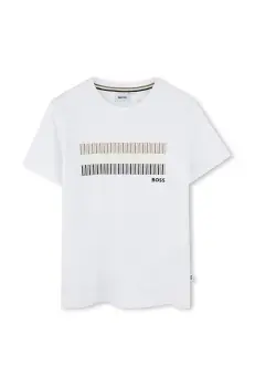 BOSS tricou de bumbac pentru copii culoarea alb, cu imprimeu, J52035 imagine