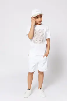BOSS tricou de bumbac pentru copii culoarea alb, cu imprimeu, J52036 imagine