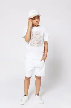 BOSS tricou de bumbac pentru copii culoarea alb, cu imprimeu, J52036 imagine