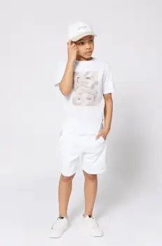 BOSS tricou de bumbac pentru copii culoarea alb, cu imprimeu, J52036 imagine