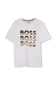 BOSS tricou de bumbac pentru copii culoarea alb, cu imprimeu, J52038 imagine