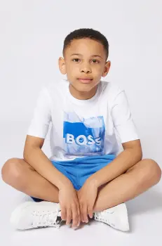 BOSS tricou de bumbac pentru copii culoarea alb, cu imprimeu, J52044 imagine