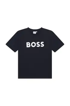 BOSS tricou de bumbac pentru copii culoarea albastru marin, cu imprimeu imagine
