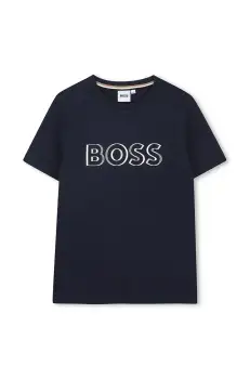 BOSS tricou de bumbac pentru copii culoarea albastru marin, cu imprimeu, J52034 imagine