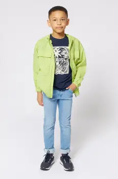 BOSS tricou de bumbac pentru copii culoarea albastru marin, cu imprimeu, J52050 imagine