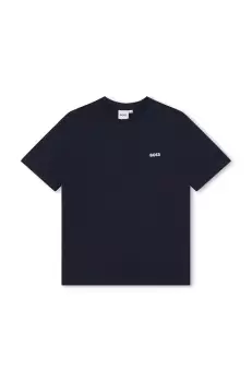 BOSS tricou de bumbac pentru copii culoarea albastru marin, neted imagine