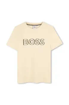 BOSS tricou de bumbac pentru copii culoarea bej, cu imprimeu, J52034 imagine