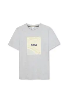 BOSS tricou de bumbac pentru copii culoarea gri, cu imprimeu, J52369 imagine