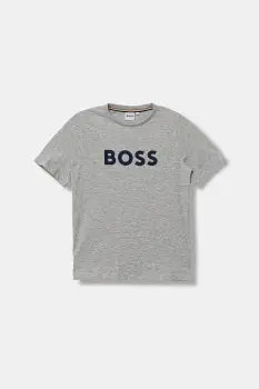 BOSS tricou de bumbac pentru copii culoarea gri, cu imprimeu, J52711 imagine