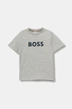 BOSS tricou de bumbac pentru copii culoarea gri, cu imprimeu, J52711 imagine