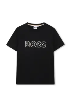 BOSS tricou de bumbac pentru copii culoarea negru, cu imprimeu, J52034 imagine