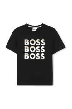 BOSS tricou de bumbac pentru copii culoarea negru, cu imprimeu, J52038 imagine