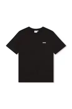 BOSS tricou de bumbac pentru copii culoarea negru, neted imagine