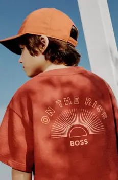 BOSS tricou de bumbac pentru copii culoarea portocaliu, neted, J52029 imagine