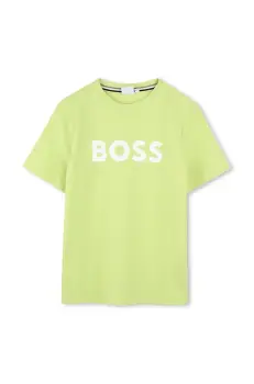BOSS tricou de bumbac pentru copii culoarea verde, cu imprimeu, J52030 imagine