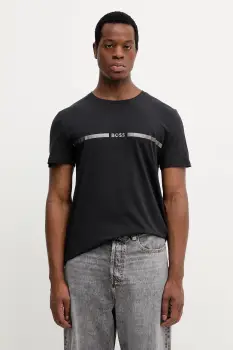 BOSS tricou de plaja din bumbac culoarea albastru marin, cu imprimeu imagine