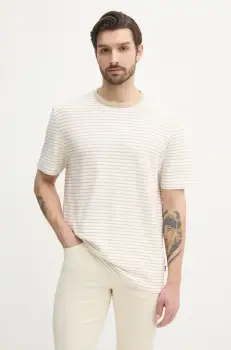 BOSS tricou din amestec de in barbati, culoarea alb, modelator, 50537498 imagine