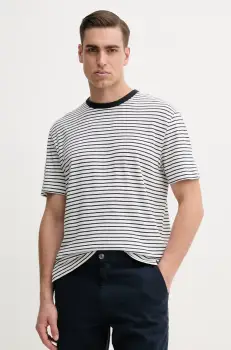 BOSS tricou din amestec de in barbati, culoarea albastru marin, modelator, 50537498 imagine