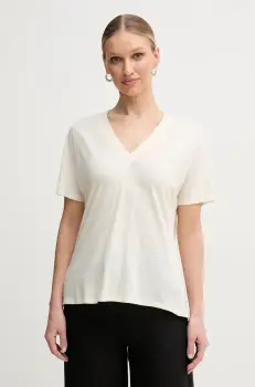 BOSS tricou din amestec de in femei, culoarea bej, 50537543 imagine