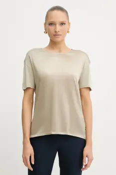 BOSS tricou din amestec de matase culoarea bej, 50457656 imagine